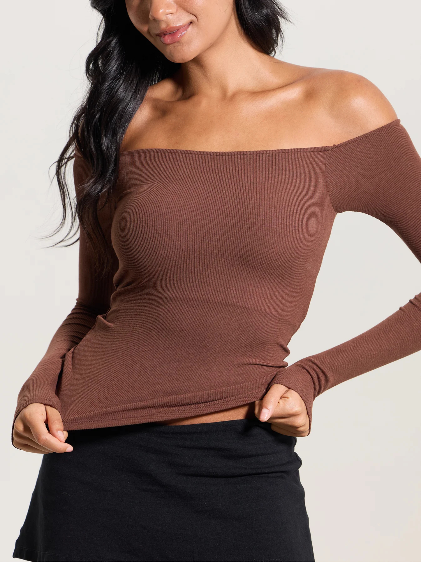 Ribbed Off Shoulder Brami