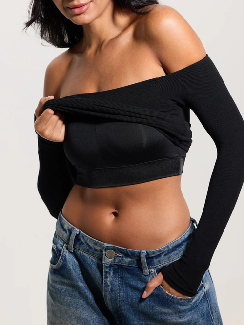 Ribbed Off Shoulder Brami